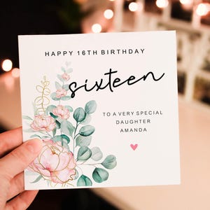 Personalised Bow 16th Birthday, Birthday Card For Her, Card for 50th 60th 70th 80th 90th 40th birthday, Simple Birthday Card