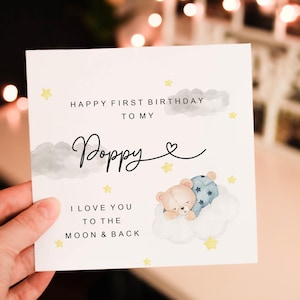 Personalised First birthday as Poppy Birthday Card,  Unique birthday card for father, Birthday Card For Him, Simple Birthday Card, Daddy