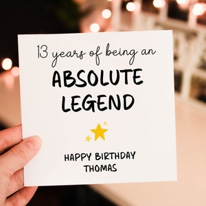 13 years of being an absolute legend Birthday Card, 13th Birthday Card For Grandkid , Milestone Birthday Card For Daughter or son