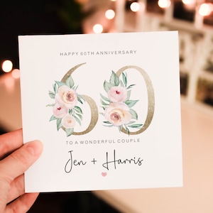 Personalised 60th Romantic Anniversary card for Him, 60th wedding anniversary Card for Partner, husband or wife