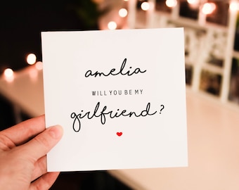 Personalised Will You Be My Girlfriend, Cute Proposal Card For Girlfriend, From Boyfriend, For Girlfriend, Card With Envelope, Valentines