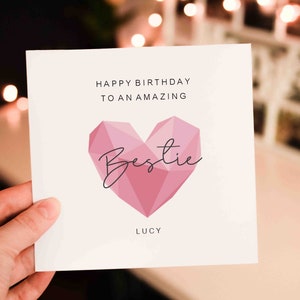 Personalised Birthday Card for Bestie, Birthday card for Best friend ,  Birthday Card for him for her, Special Minimalist Birthday Card