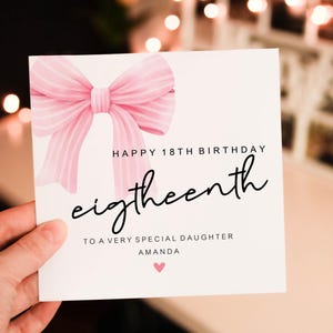 Personalised Bow 18th Birthday, Birthday Card For Her, Card for 50th 60th 70th 80th 90th 40th birthday, Simple Birthday Card