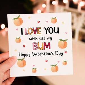 Personalised I love you with all my Bum Valentines Day card for Him and Her, Heart Valentines Day Card for Husband, Fiance or Wife