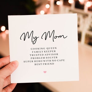 My Mom Cooking Queen Family Keeper Trusted advisor Problem solver Super hero with no cape Best friend, Happy Mothers Day With Illustration