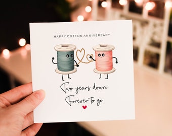 Happy 2nd anniversary card, Cotton anniversary card, 2 Year wedding Card, Anniversary Card For Boyfriend, Anniversary Card For Girlfriend