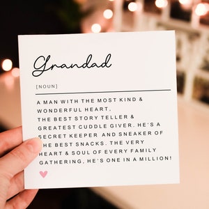 Definition Grandads Fathers day Card, Father Love From Grandkids,  Card From baby, Definition Fathers day gift for Grandad