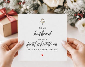 Personalised First Christmas as my husband, christmas card for husband,  Card From wife, Cute christmas gift, Gift for husband