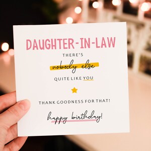 Daughter In Law There's nobody else quite like you Birthday Card for Daughter, Birthday card for DIL, Super amazing DIL Birthday Card, Card