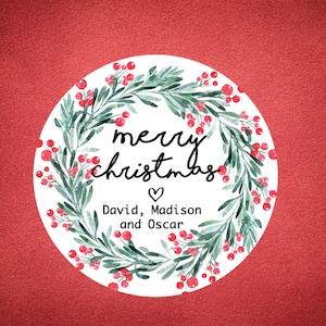 Christmas Gift Stickers Christmas Labels Holiday Gift Tags  Personalized Christmas Stickers Round Gift Tags Custom 
