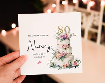 Tarjeta de 80 cumpleaños para niñera, tarjeta de 80 cumpleaños para abuela, tarjeta de 80 cumpleaños para mamá, tarjeta de cumpleaños importante para niñera