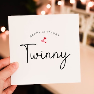 Personalised Twinny Birthday Card, Birthday Card For Sister, Simple Minimalist Birthday Card, Sibling, Card from Big Sis Big Bro
