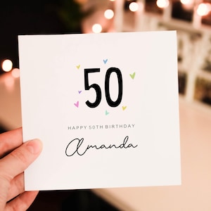 Personalised 50th birthday card for her, 50th age birthday card, 50th birthday gift for her, Card for Mum, Card for bestie, Fifty