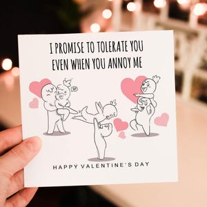 Funny I Promiose to tolerate you when you Annoy me Valentines Day card for  Him and Boyfriend, Couple romantic card, card from Girlfriend