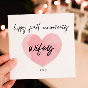 Personalised Romantic Anniversary card for her, 1st wedding anniversary Card for Wife, husband or wifey