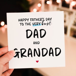 Happy Fathers day to very best Dad and Grandad Card, Father Love From daughter / son, Card From Grandkids, Cute Fathers day gift for dad