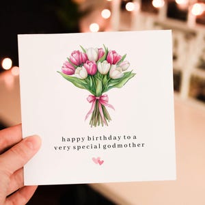 Personalised Floral Happy Birthday to a very special Godmother card, Birthday Card For Bestie , Godmother birthday, Simple birthday Card