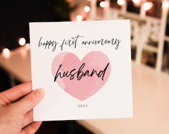 Tarjeta de aniversario romántica personalizada para él, tarjeta de 1er aniversario de bodas para pareja, esposo o esposa