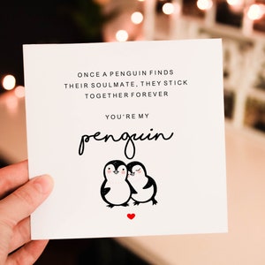 Personalised Penguin First Valentine as my boyfriend, valentine card for boyfriend,  Card From girlfriend, Gift for boyfriend