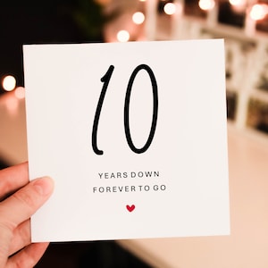 Personalised Romantic Anniversary card for Him, 10th wedding anniversary Card for Partner, husband or wife