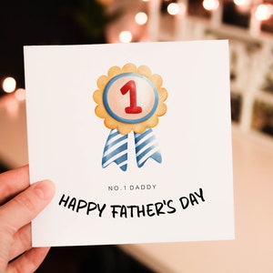 Number One Daddy Fathers Day Card, Number 1 Dad Fathers Day Gift, Cute Fathers Day Card, Fathers Day Gift For Daddy, Gold Medal Card