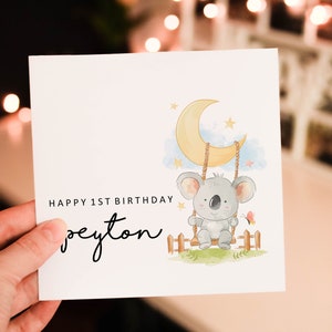 Personalised happy 1st birthday card, animal 1st birthday card, boy birthday card, safari birthday card, cute safari greeting card