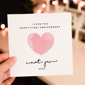 Personalised Romantic Anniversary card for Him, 1st wedding anniversary Card for Partner, husband or wife