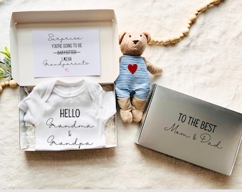 Pregnancy Announcement to Grandparents Box, Surprise Baby Reveal, Hello Grandma & Grandpa, First Grandchild Box, Promoted to Grandparents
