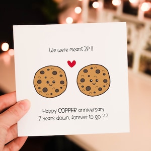 Personalised We were meant 2P Romantic Anniversary card for Him, Copper wedding anniversary Card for Partner, husband or wife