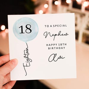 Personalised Eighteenth NEPHEW Happy 18th Birthday card, Nephew birthday Card, 18th Birthday Card, For her, For daughter, 15 16 18