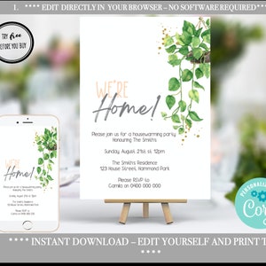 Invitations de ménage modifiables, Invitations plant party, Invitation téléphonique, Invitation mobile, Invitations numériques, Téléchargement instantané, Corjl