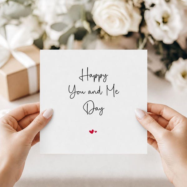 Happy You and Me Day Card | Romantic Anniversary Card for Her | Girlfriend Wife Anniversary | Couples Love Card