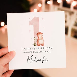 Personalised happy 1st cute Safari birthday card, animal 1st birthday card, boy birthday card, safari birthday card, cute safari greeting