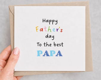 To the best PAPA Fathers day Card, Card From baby, Cute Father's day gift, Card for PAPA, from Daughter, Card for Him, Simple Fathers Day