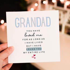 Personalised GRANDAD birthday Card, You have loved me for as long as i have lived but i have loved you my entire life birthday card