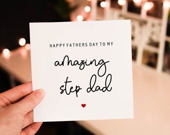 Personalised Amazing Step Dad Fathers Day Card, Cute Card for Bonus Dad From Son Daughter, Step Father Keepsake Gift