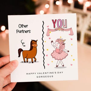 Personalised Funny Unicorn Partner Card, Valentines Card, card for Fiancee, Cheeky card from Boyfriend, From Partner, Special Valentine card