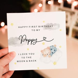 Personalised First birthday as Poppy Birthday Card,  Unique birthday card for Poppy, Birthday Card For Him, Simple Birthday Card, Grandpa