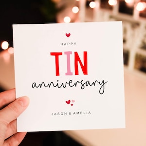 Happy 10th anniversary card, Tin anniversary card, 10 Year wedding Card, Anniversary Card For Boyfriend, Anniversary Card For Girlfriend