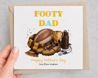Happy Father's Day Footy Dad Card | AFL Fan Gift for Dad | Australian Football Father's Day Card | Personalised Dad Card