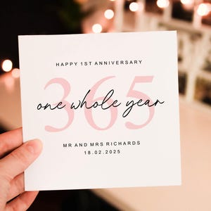 Personalised Romantic Anniversary card for Him, 1st wedding anniversary Card for Partner, husband or wife