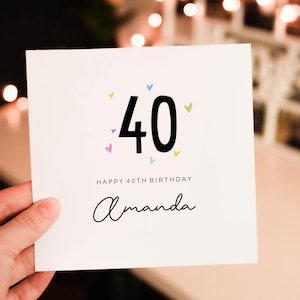 Personalised 40th birthday card for her, 40th age birthday card, 40th birthday gift for her, Card for Mum, Card for bestie, Forthtieth