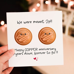 Personalised We were meant 2P Romantic Anniversary card for Him, Copper wedding anniversary Card for Partner, husband or wife