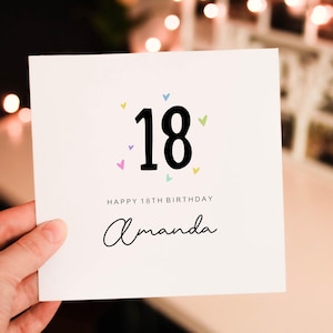 Personalised 18th birthday card for her, 18th age birthday card, 18th birthday gift for her, Card for Mum, Card for bestie, Eighteenth