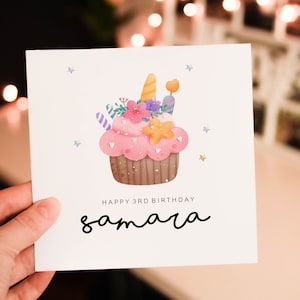 Personalised happy 1st birthday card, cupcake 1st birthday card, boy birthday card, safari birthday card, cute safari greeting card