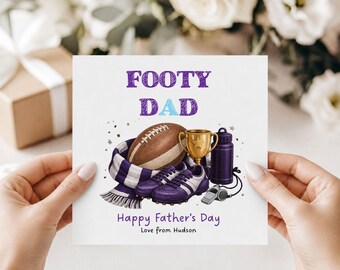 Footy Dad Father's Day Card | Sports Inspired Father's Day Card from Son Daughter | Australian Football Dad Gift | Personalised Card