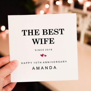 Romantic The Best Wife since 2020 Happy 15th Anniversary card for Her, 1st wedding anniversary Card for Partner, husband or wife