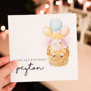 Personalised happy 1st birthday card, animal 1st birthday card, boy birthday card, safari birthday card, cute safari greeting card