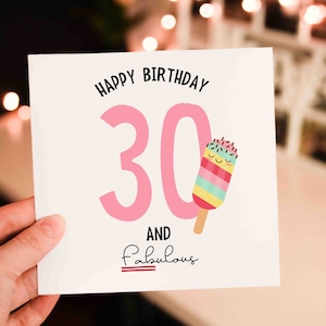 Personalised 30th birthday card for her, 30 and fabulous birthday card, 30th birthday gift for her, Card for Mum, Card for bestie, Fifty