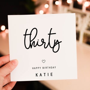 Personalised 30th Birthday, Birthday Card For Her, Card for 50th 60th 70th 80th 90th 40th birthday, Simple Birthday Card